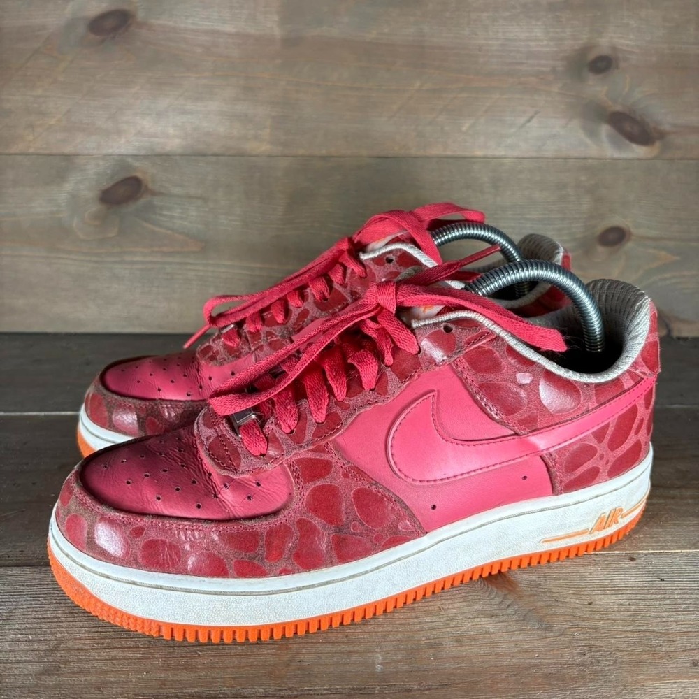 nike air force one womens size 9.5 shoes pink premium animal print sneakers